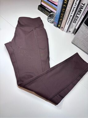 NYL Sport Women’s High-Waist Pocket Leggings Dark Brown New No Tags Size M